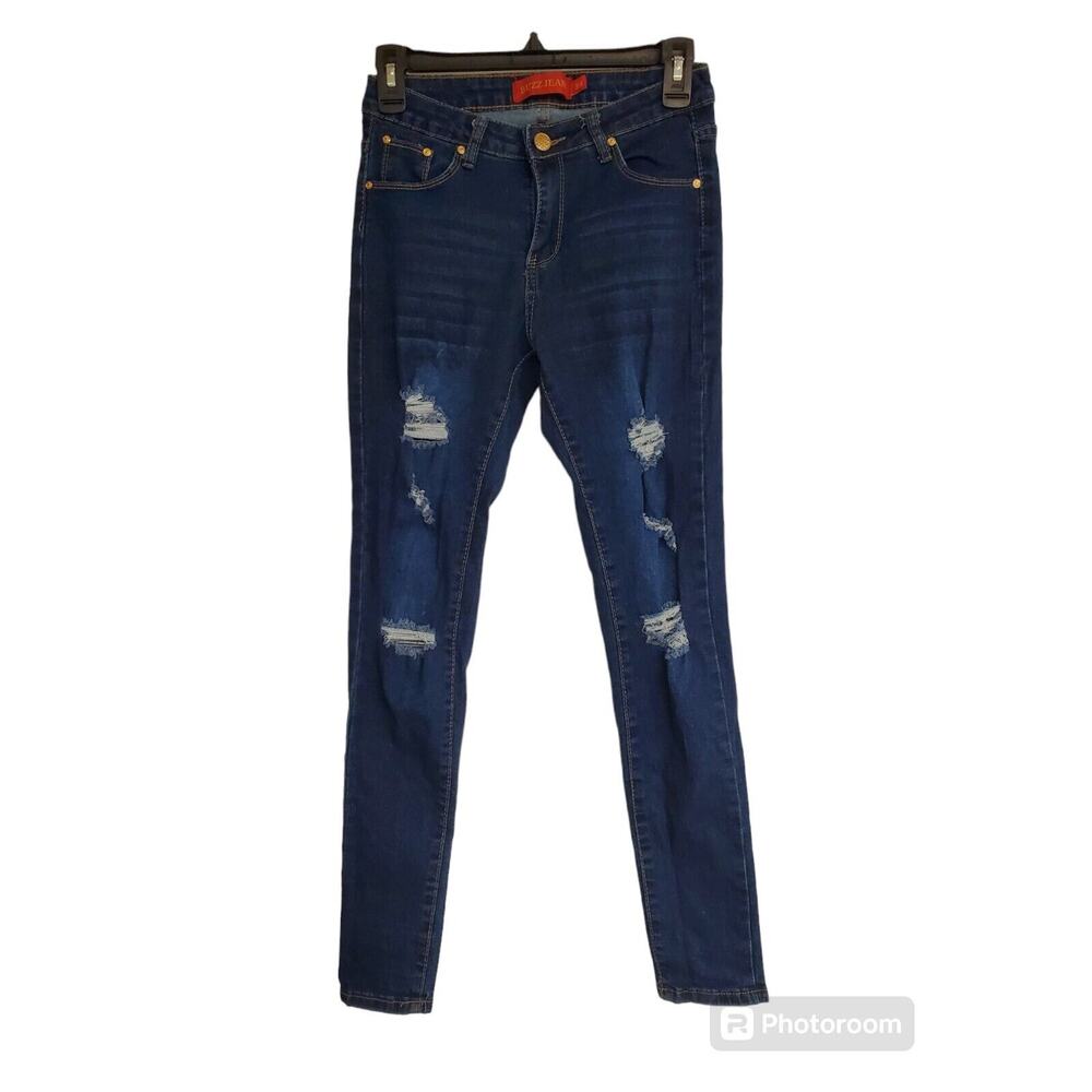 Women's Buzz Jeans Darkwash Distressed Skinny Jeans | Size 3/4
